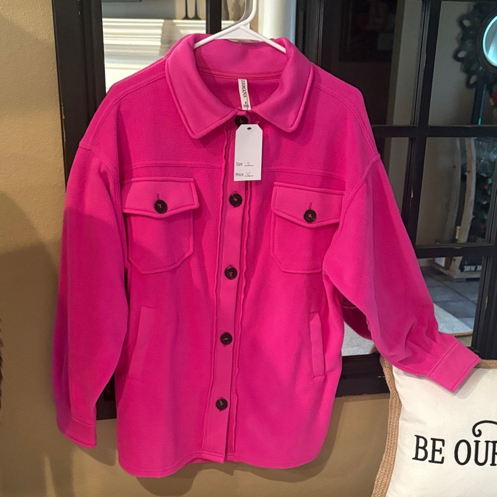 Zenana Outfitters Pink Utility Jacket
